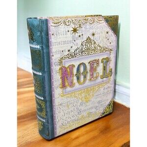Punch Studio Christmas Book Box NOEL Decorative Storage Gift Stash Box